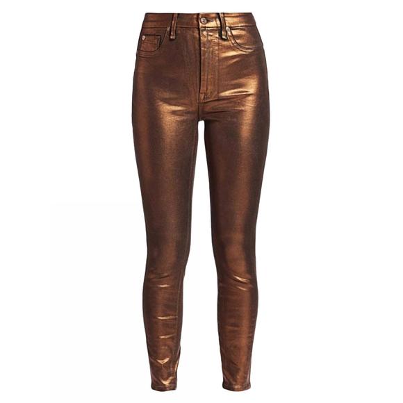 NEW 7 FOR ALL MANKIND metallic coated jeans in bronze - Picture 5 of 5